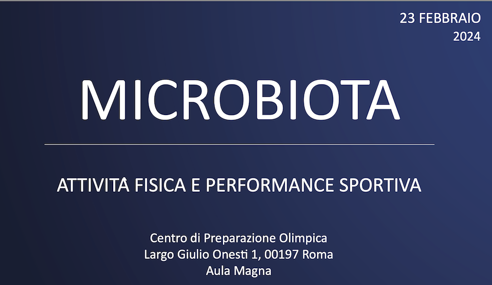 Il 23 febbraio al CPO "Giulio Onesti" il convegno "Microbiota: Attività fisica e performance sportiva"
