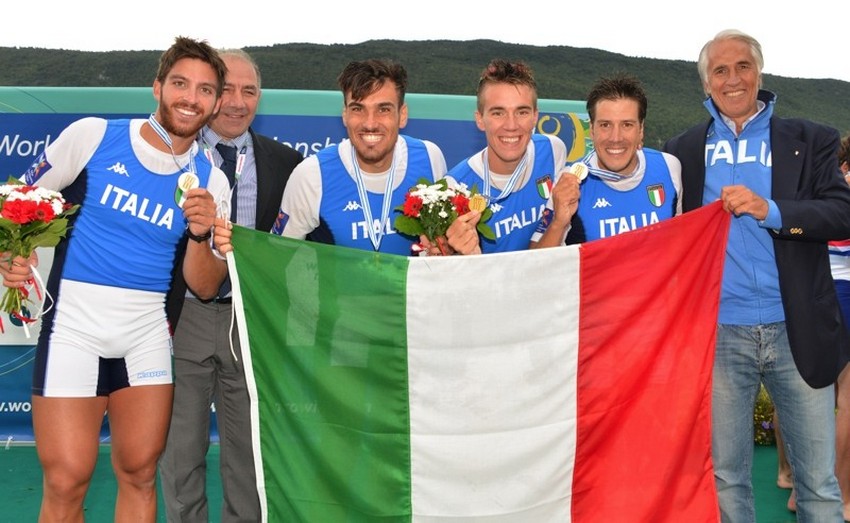 Mondiali: 4 senza d'oro con Di Costanzo, Castaldo, Lodo e Vicino. Malagò "Orgoglio italiano"