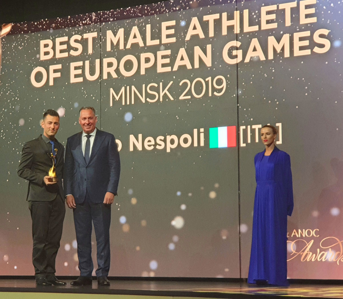 Mauro Nespoli premiato dall'ANOC come miglior atleta maschile dei Giochi Europei di Minsk 2019