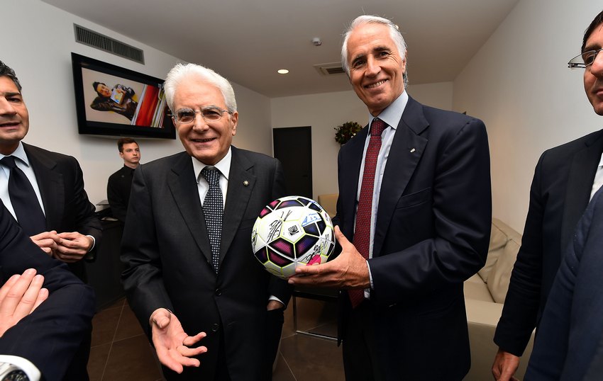 Il Presidente della Repubblica Mattarella all'Olimpico per la finale di Tim Cup di calcio