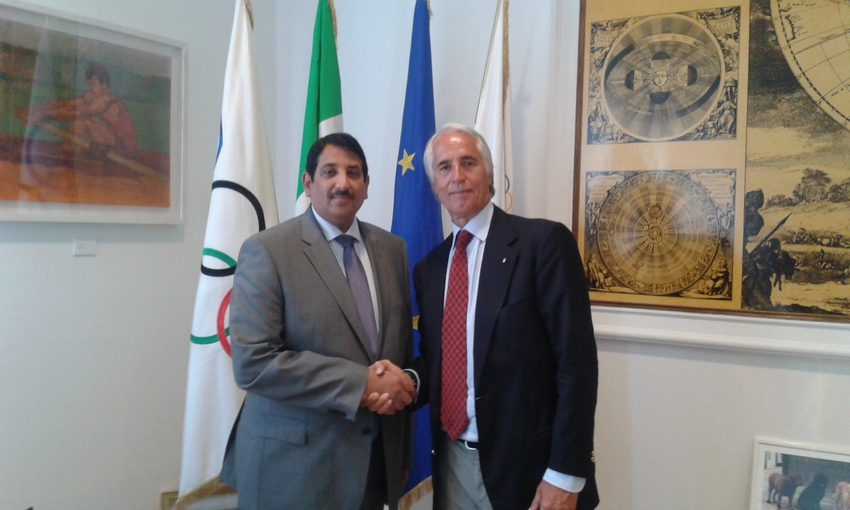 Malagò incontra l'Ambasciatore del Qatar Abdulaziz Bin Ahmed Al Malki Al Juhani