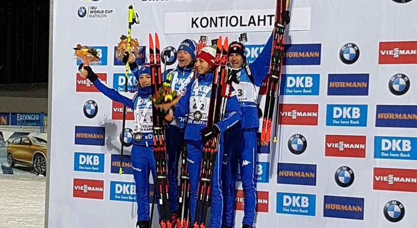 Wierer, Vittozzi, Windisch e Hofer, sul gradino più alto del podio in Coppa del Mondo