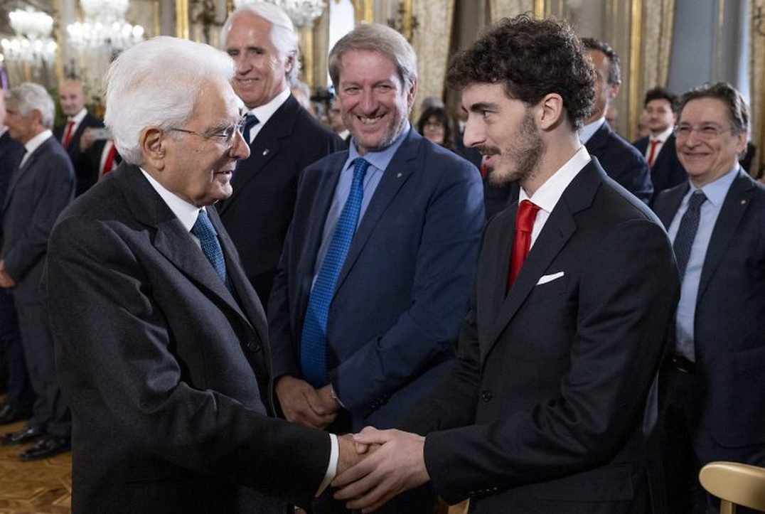Il Presidente Mattarella riceve al Quirinale il campione del mondo Bagnaia e una delegazione Ducati  