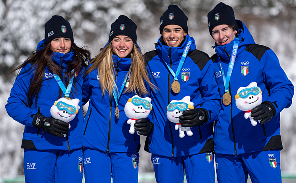 Ottavo oro Italia Team a Gangwon 2024 grazie alla staffetta mista di biathlon