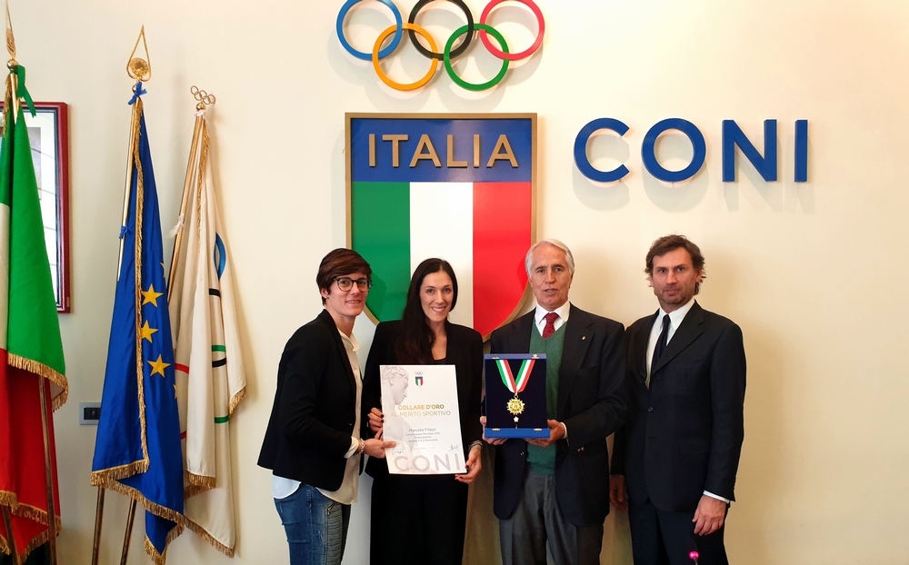 Malagò consegna il Collare d'Oro a Marcella Filippi, capitana dell'Italia di basket 3x3 campione del Mondo