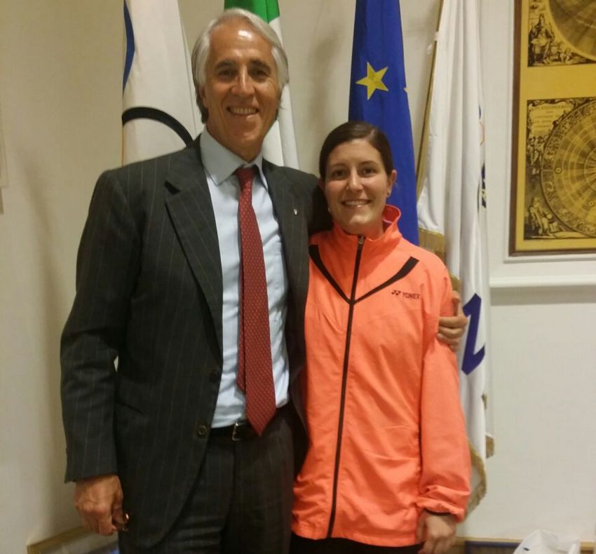 Malagò incontra l'azzurra del badminton Jeanine Cicognini