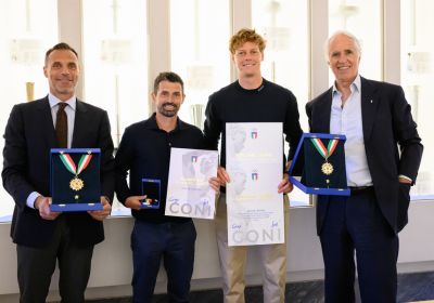 Jannik Sinner al CONI per ritirare i Collari d'Oro 2023 e 2024