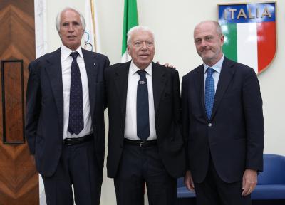 Giunta CONI festeggia i 90 anni di Pietrangeli. Stelle d'Agento a Frasca, Mei e Rossi