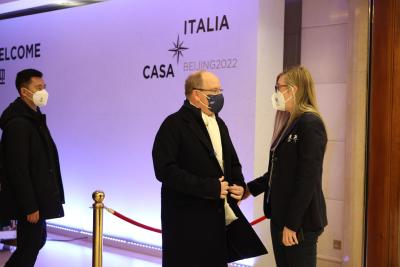 Prince Albert of Monaco visits Casa Italia in Beijing