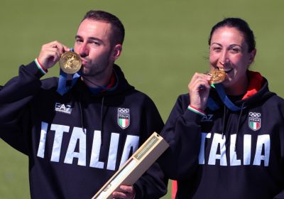 Shooting, skeet mixed team: Diana Bacosi and Gabriele Rossetti triumph