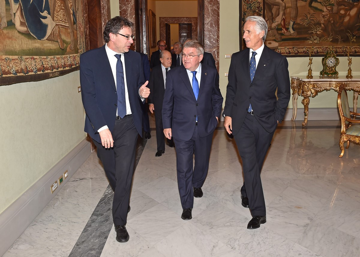 Bach meets with Giorgetti and the Italian sport leaders Private audience with Mattarella tomorrow
